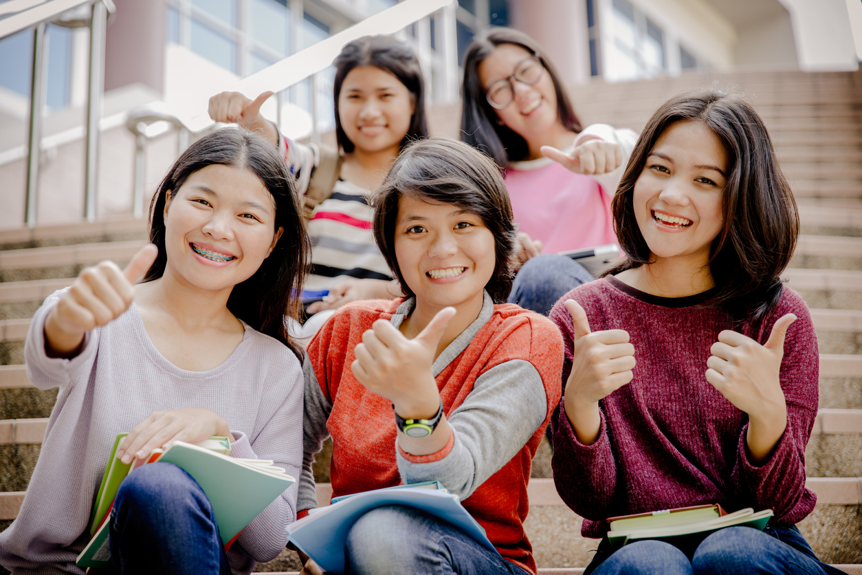 Group Of Happy Teen High School Students Outdoors Savvy Tokyo