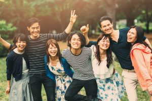 A group of friends in a park