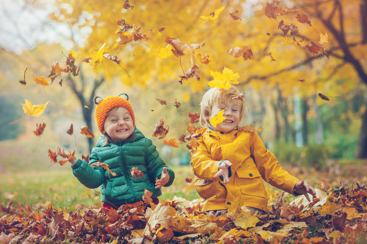 Autumn boy and girl