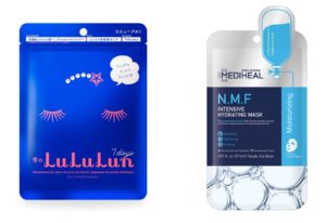 LuluLun Sheet Mask (Blue) and Mediheal N.M.F. Intensive Hydrating Mask - K-beauty vs. J-beauty - Skincare