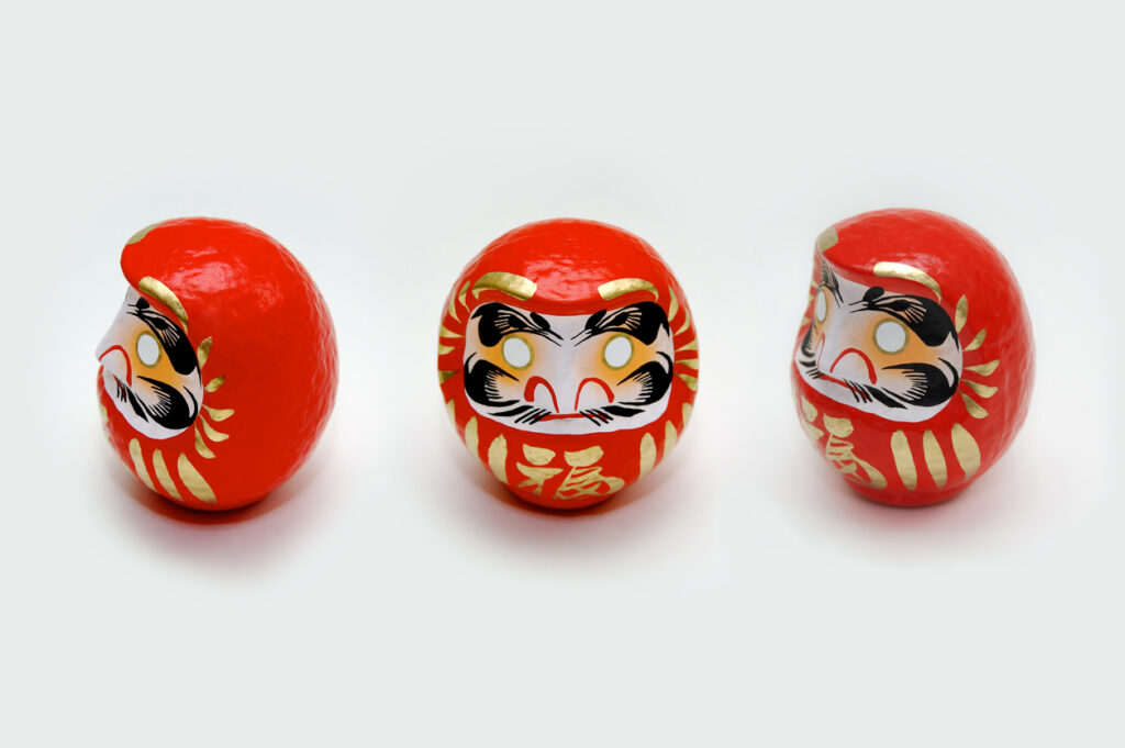 Three Japanese Daruma Dolls