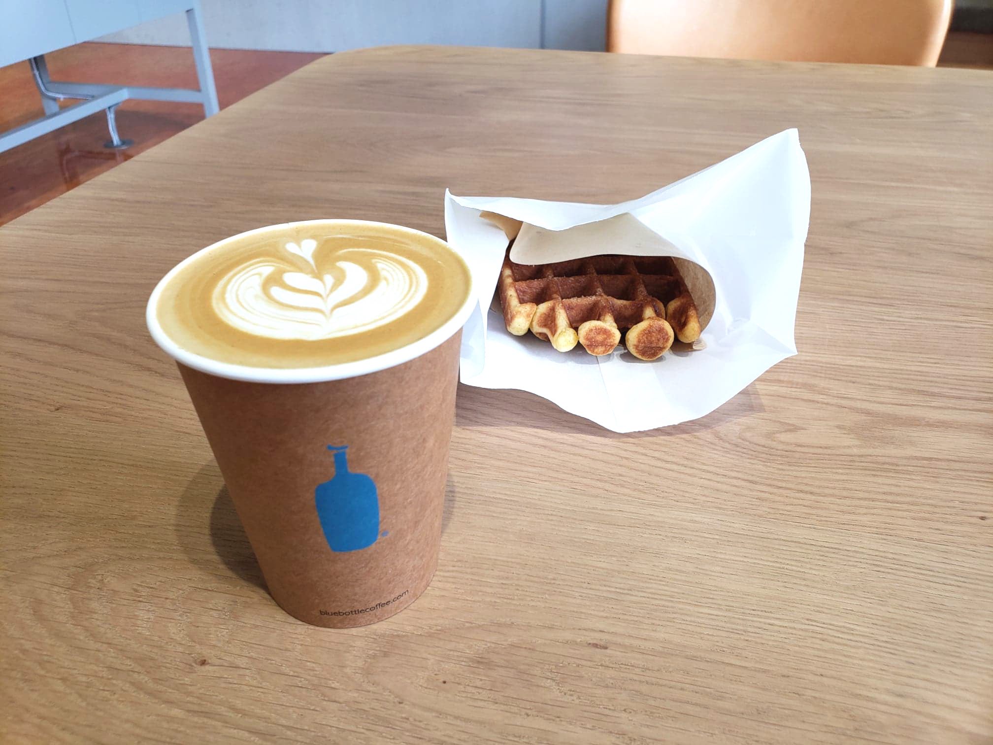 Blue bottle coffee and waffle