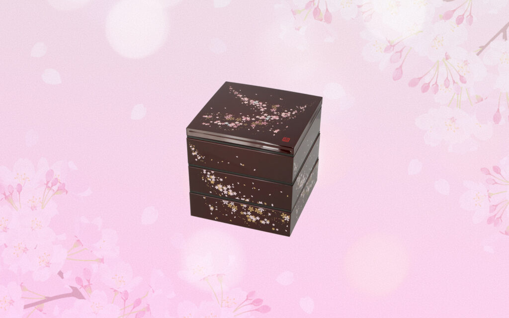 Three-tiered Sakura Bento Box by Backyard Family: Cherry Blossom Season in Japan 2024: Hanami Handbook