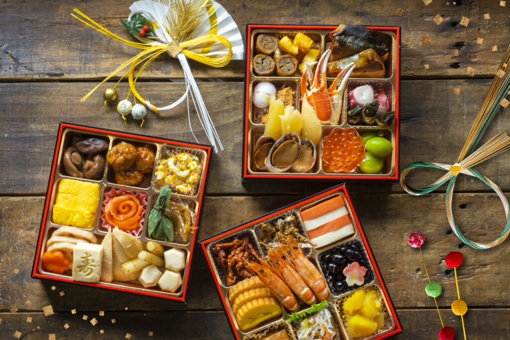 Osechi is a dish eaten during the Japanese New Year.